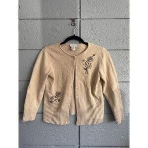 Vintage Ann Taylor Loft Angora Wool Blend Beaded Cardigan size S